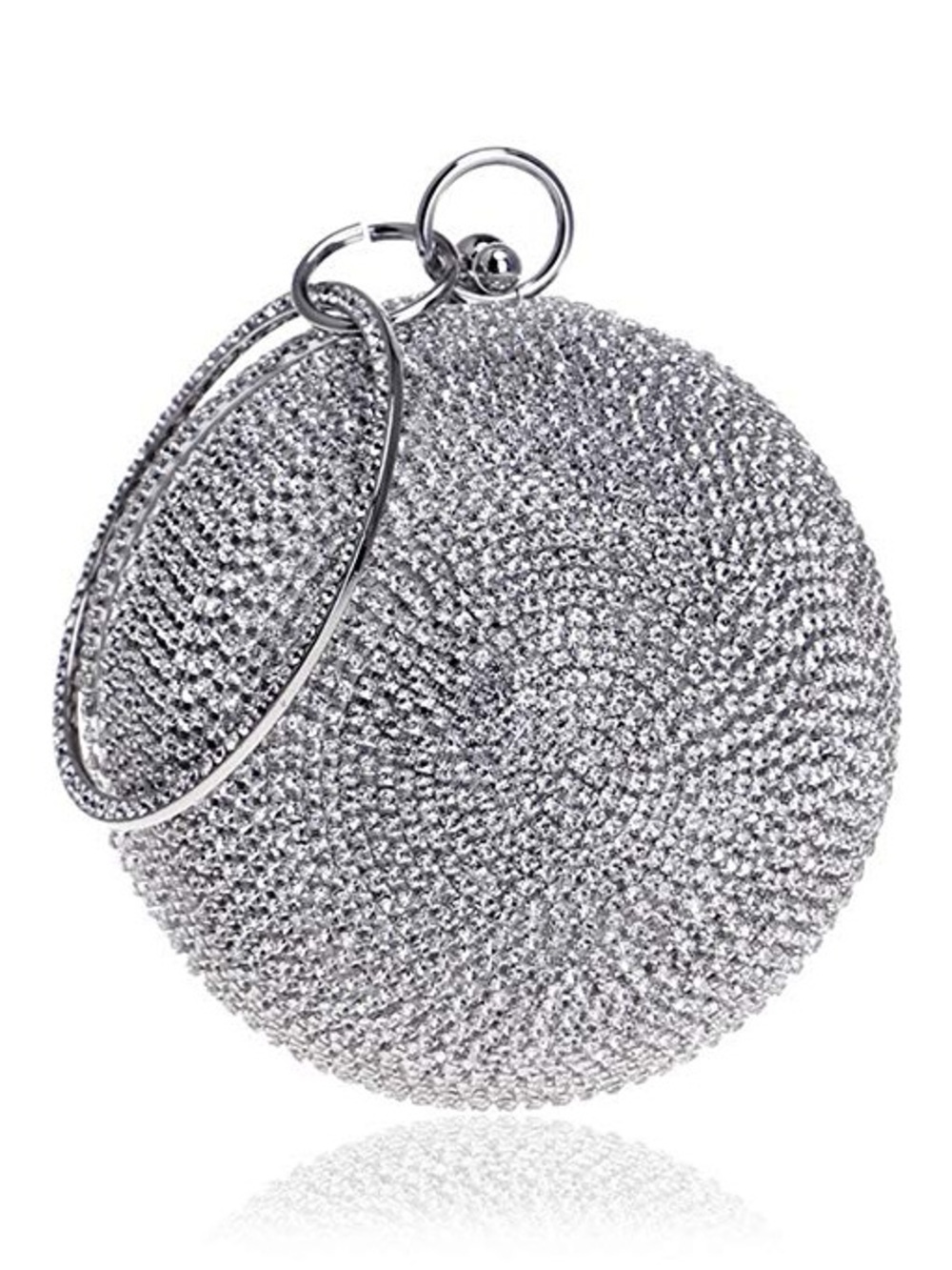 Silver Crystal Rhinestone Sphere Wristlet Clutch